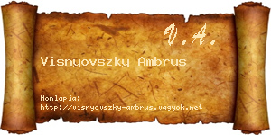 Visnyovszky Ambrus névjegykártya